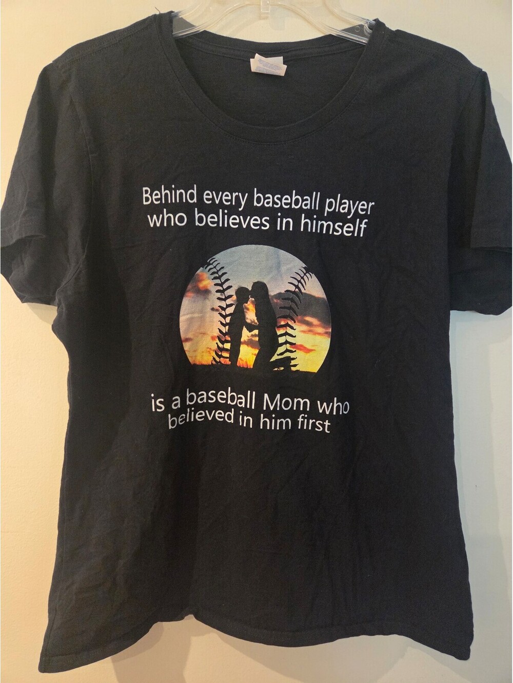 Baseball Mom Black T-Shirt XL